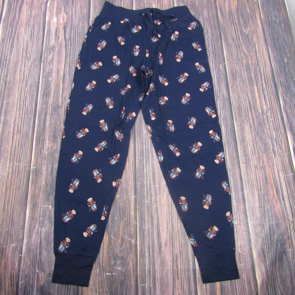 Polo Ralph Lauren Lounge Pants Mens Small Blue Polo Bear Pajama Sleepwear Jogger
